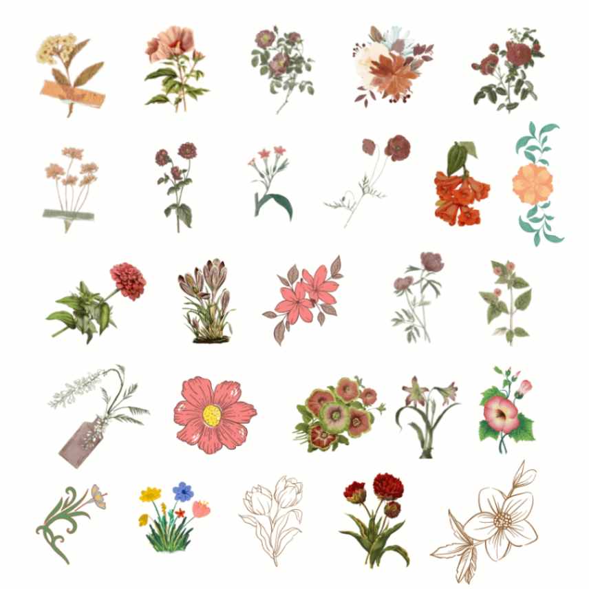 Flower Stickers For Journal