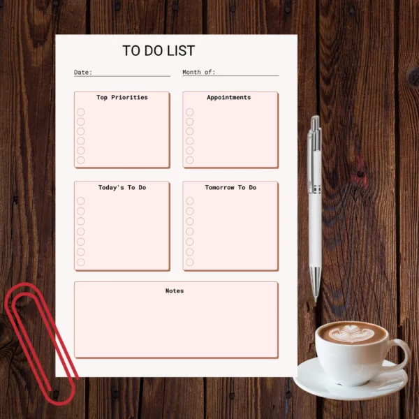 A5 to do list planner